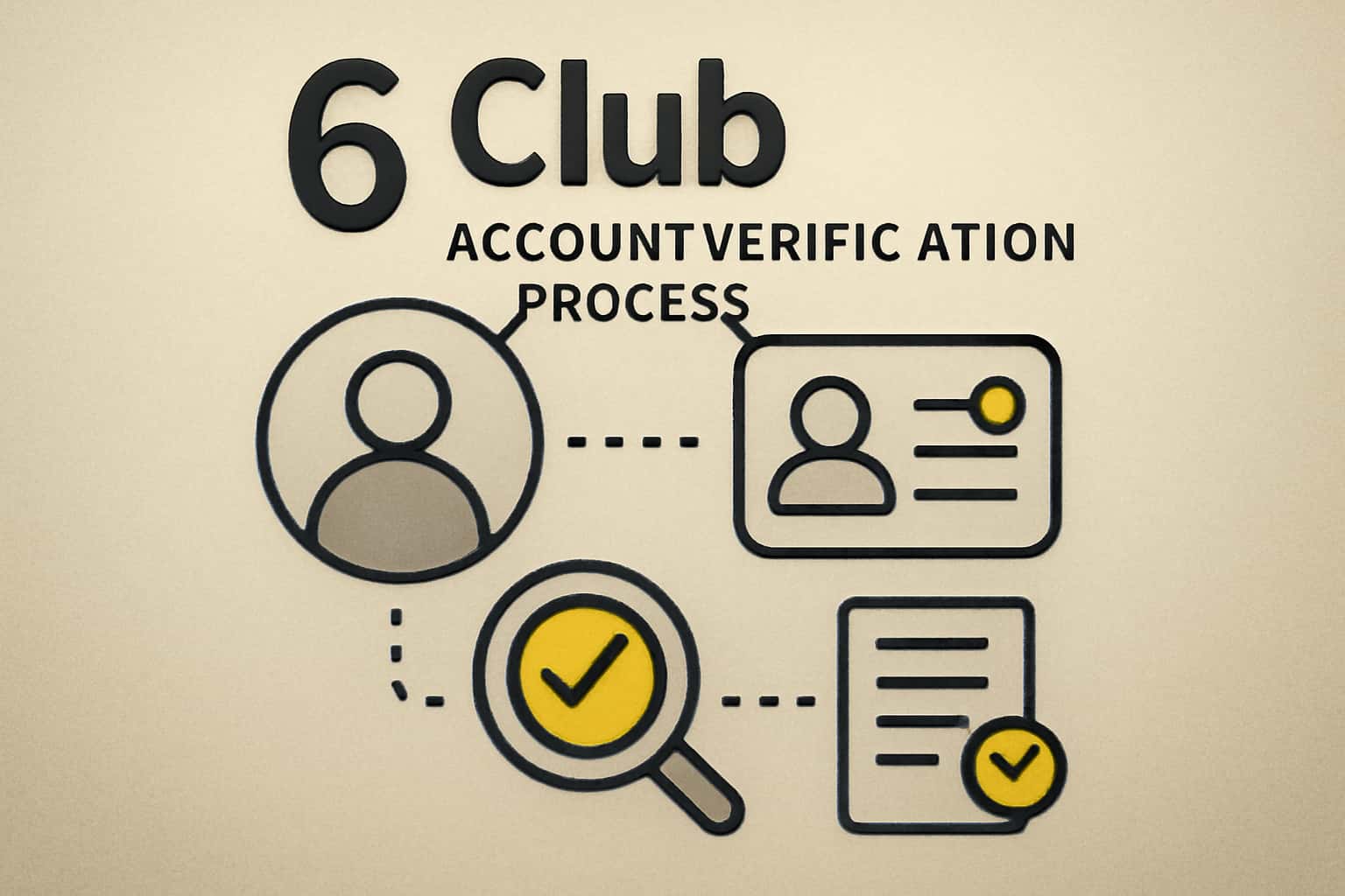 An informational scene depicting the 6 Club account verification process.