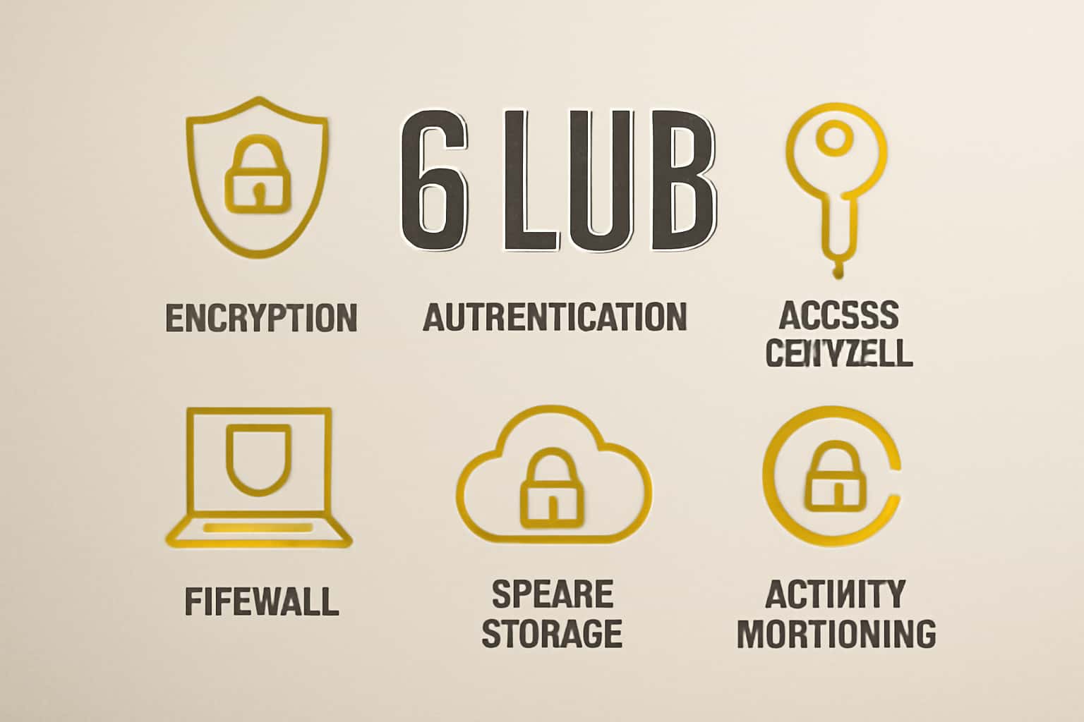 An educational representation of 6 Club Advanced Security Features in a technical setting.