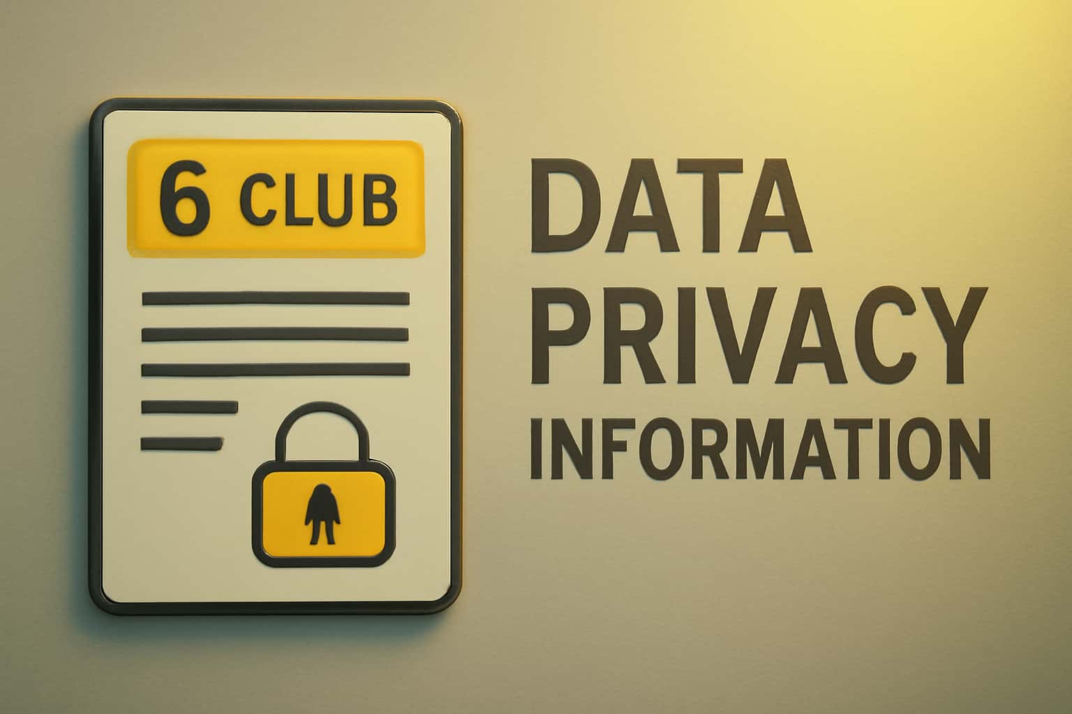 Informational scene on 6 Club Data Privacy with focus on security and privacy.
