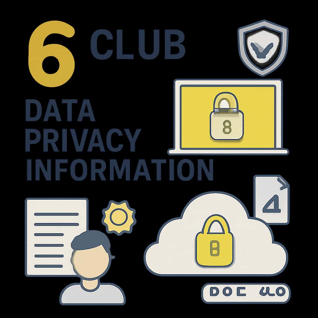 Educational diagram on 6 Club Data Privacy Information.