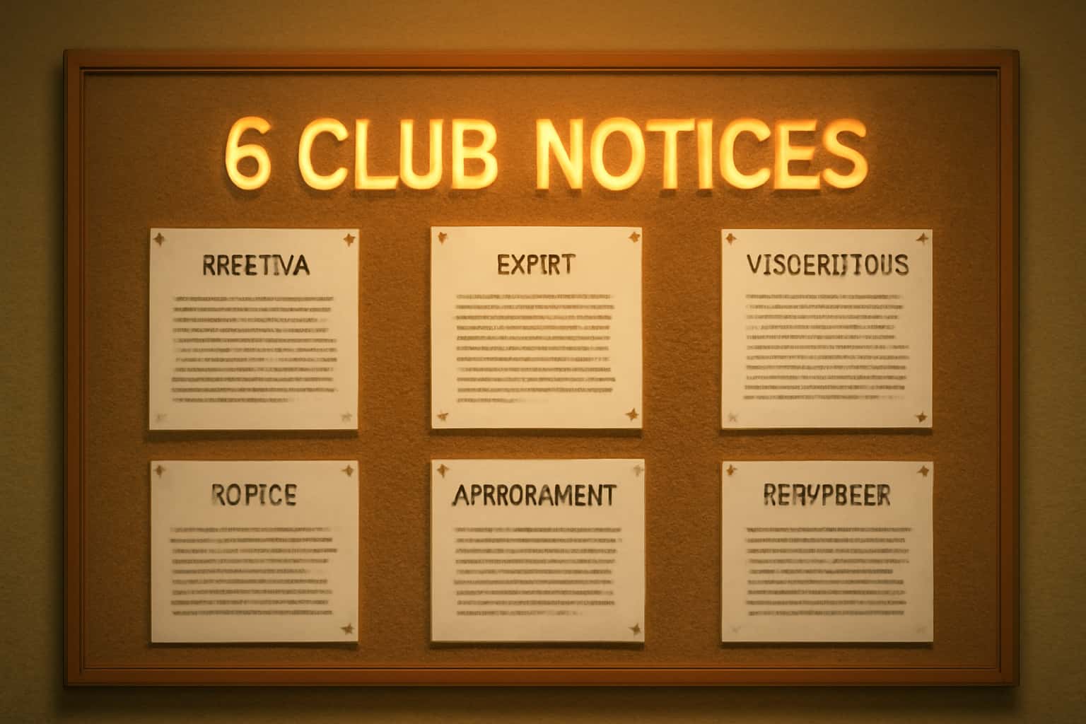 Visual representation of 6 Club Notices with a high-tech design.