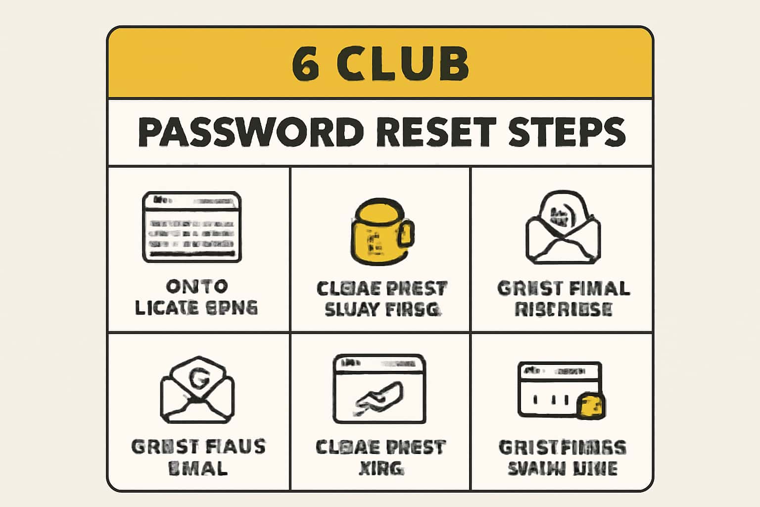 An informative scene illustrating the password reset steps for 6 Club.