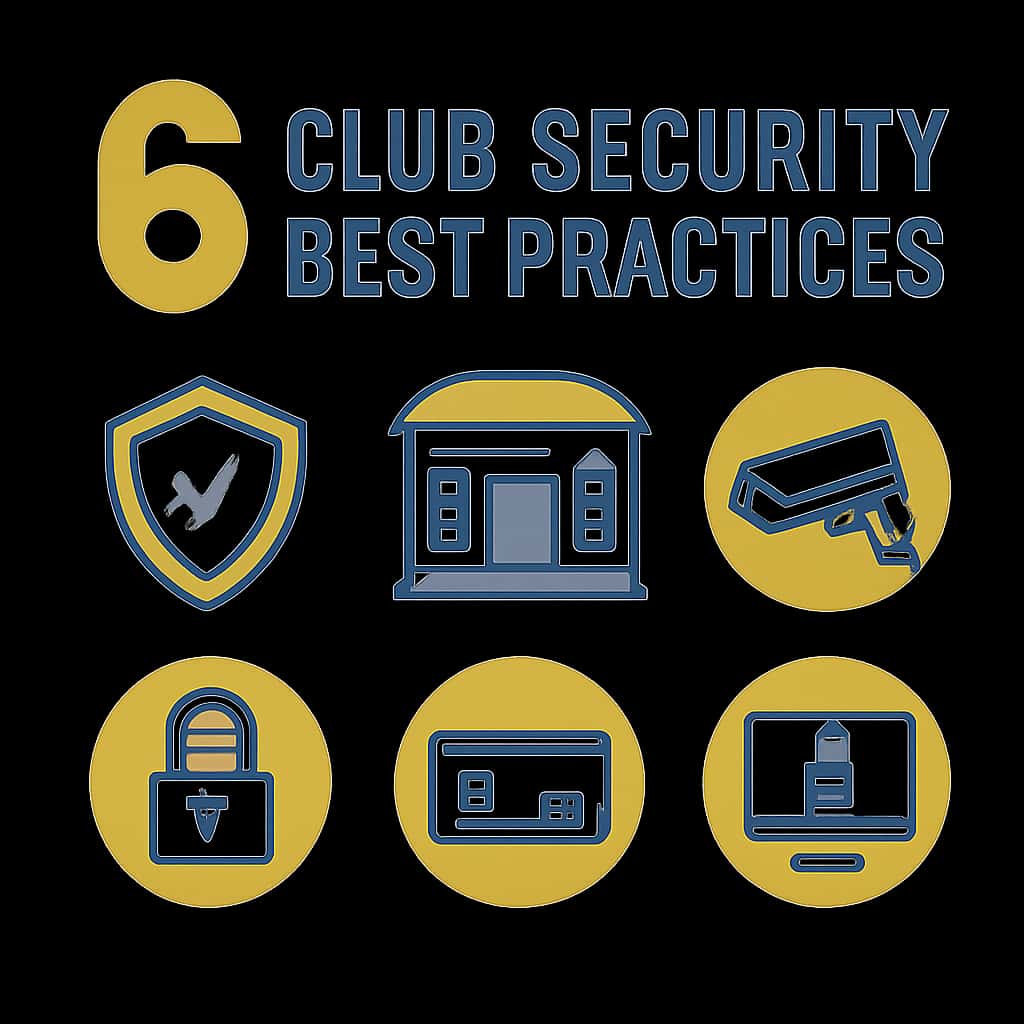 Illustration detailing 6 Club Security Best Practices.