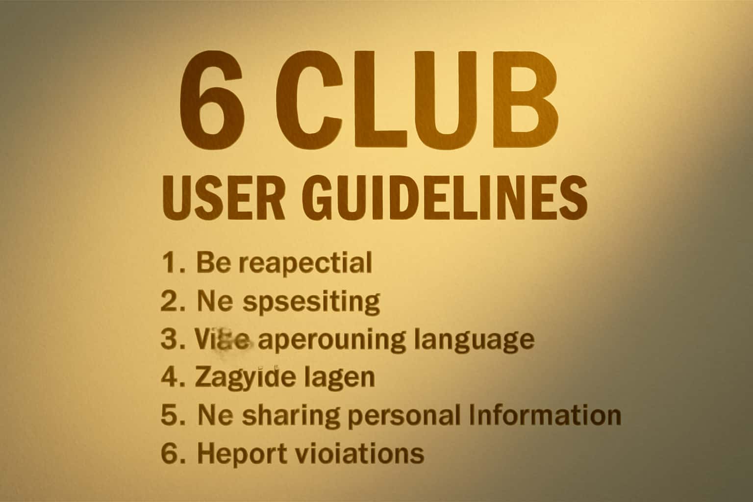 Visual representation of 6 Club User Guidelines emphasizing security and access.