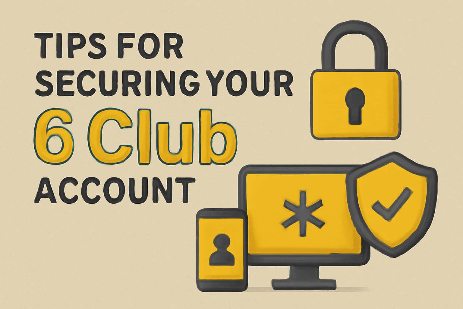 Visual representation of account security tips for 6 Club.