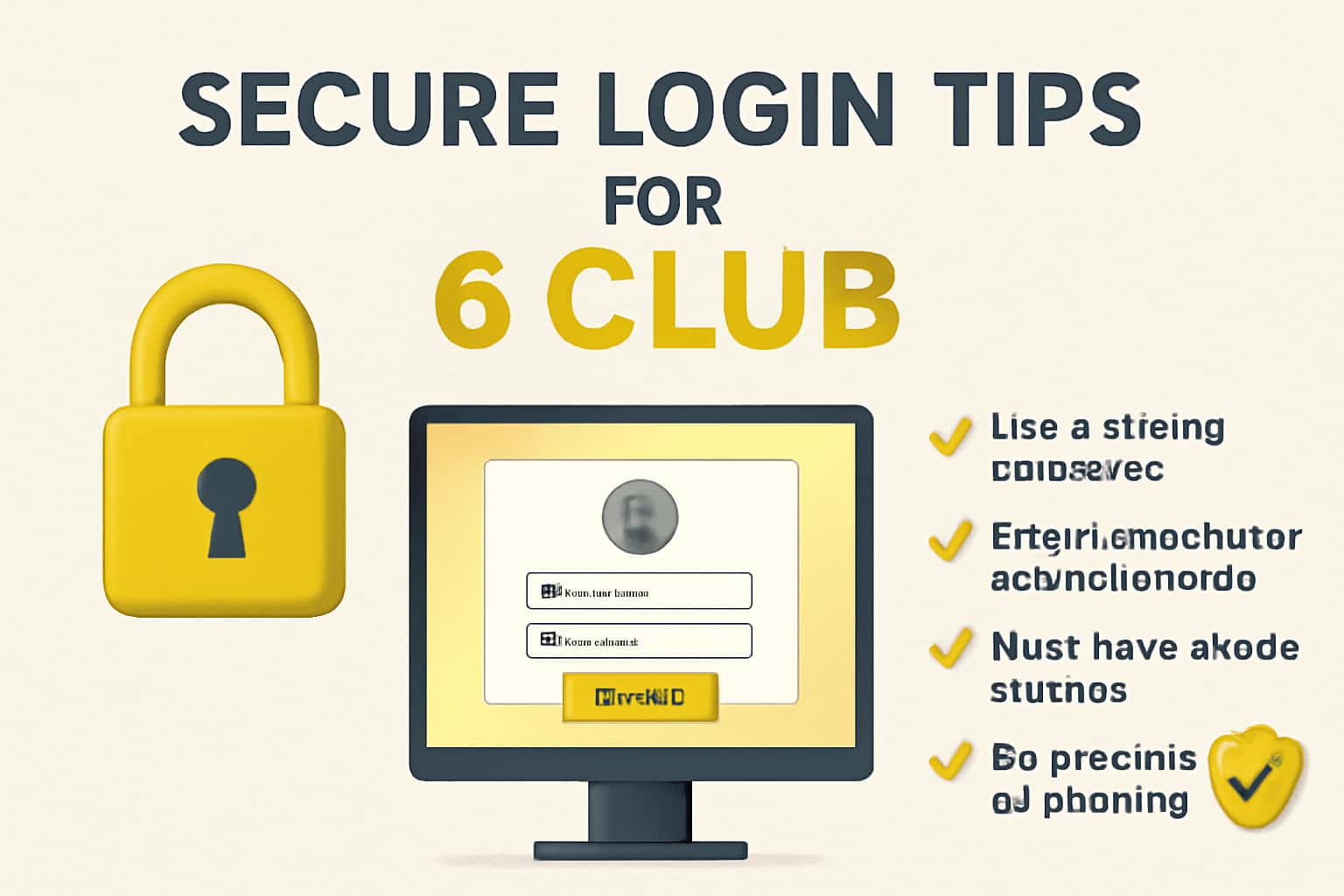 Illustration representing secure login practices with secure login tips for 6 Club.